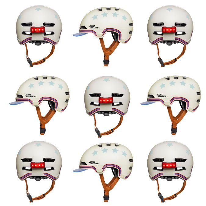 Fashionable Jeune Premier x Lazer bike helmet with KinetiCore technology for kids and teens. A new standard in unequalled safety and fashion is born!