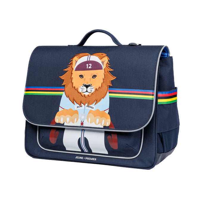 It Bag Midi King of the Cobbles kids school bag side view with water bottle holder, Jeune Premier