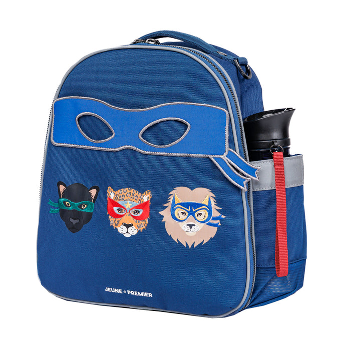 Jeune Premier Ralphie Supercats kids backpack side view with mesh bottle holder