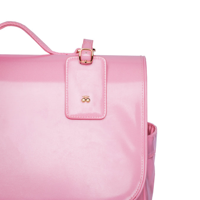 Recycled PET fabric and water bottle holder detail, Jeune Premier It Bag Midi Blush
