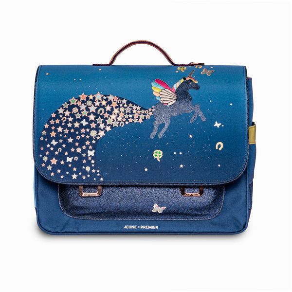 Check out the Jeune Premier bestseller: the It Bag Midi schoolbag is a true back-to-school essential. This light blue Unicorn Universe design is perfect for unicorn & rainbow lovers who want to stand out.
