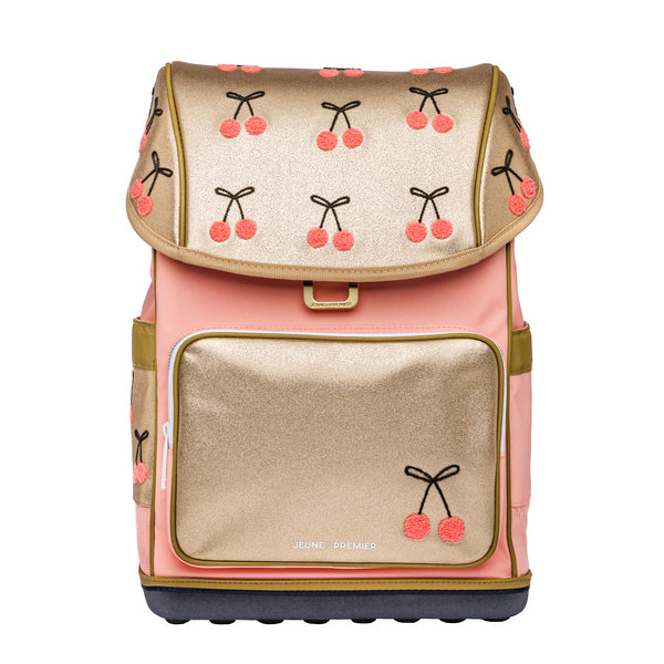 Discover the Ergomaxx, the most ergonomic and durable backpack in the world for girls aged 6 to 10. The Cherry Pompon design is a Jeune Premier bestseller.