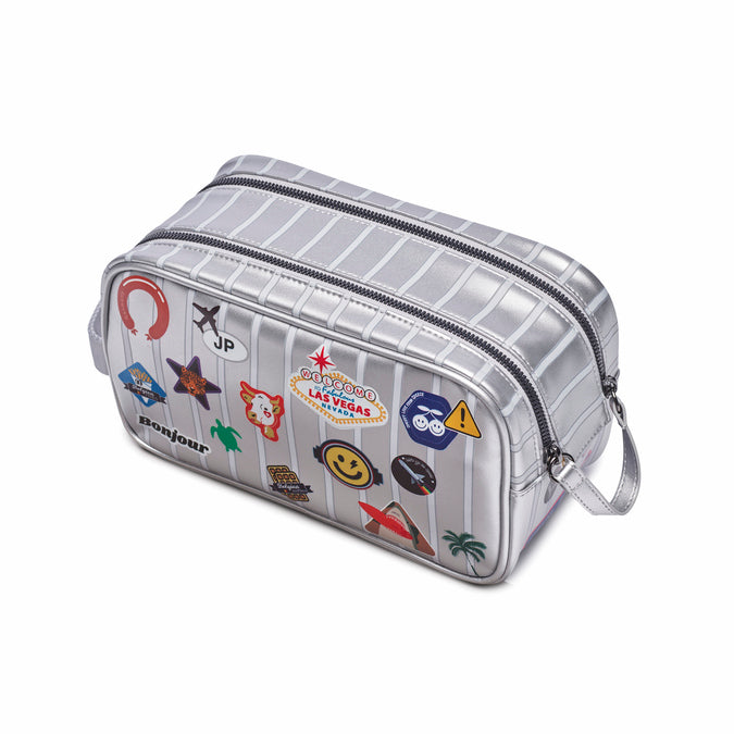 Jeune Premier Travel Pouch Jetsetter Silver – compact dual-zip travel organizer, water-repellent recycled PET, 4.4L