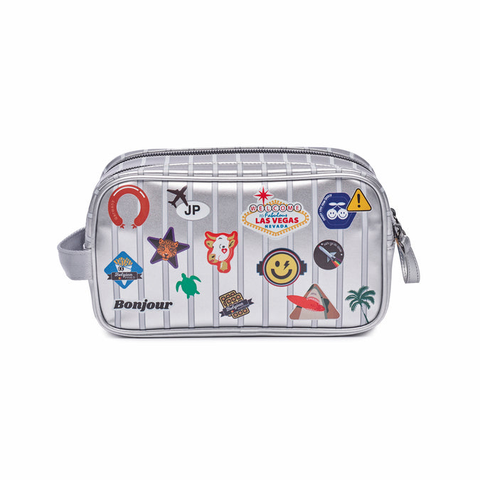 Jeune Premier Travel Pouch Jetsetter Silver – compact dual-zip travel organizer, water-repellent recycled PET, 4.4L