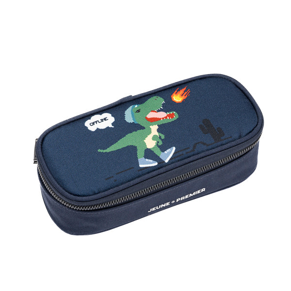 A plain pencil box, varnished with Jeune Premier designs, with a selection of elastic bands on the lid to store your favorite pens.