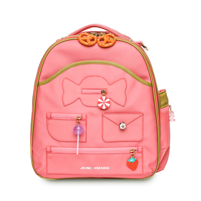 Ralphie Candy backpack by Jeune Premier, a pink toddler backpack for girls starting daycare or preschool