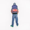 Ergomaxx Porsche ergonomic backpack by Jeune Premier with red Porsche car on blue school bag