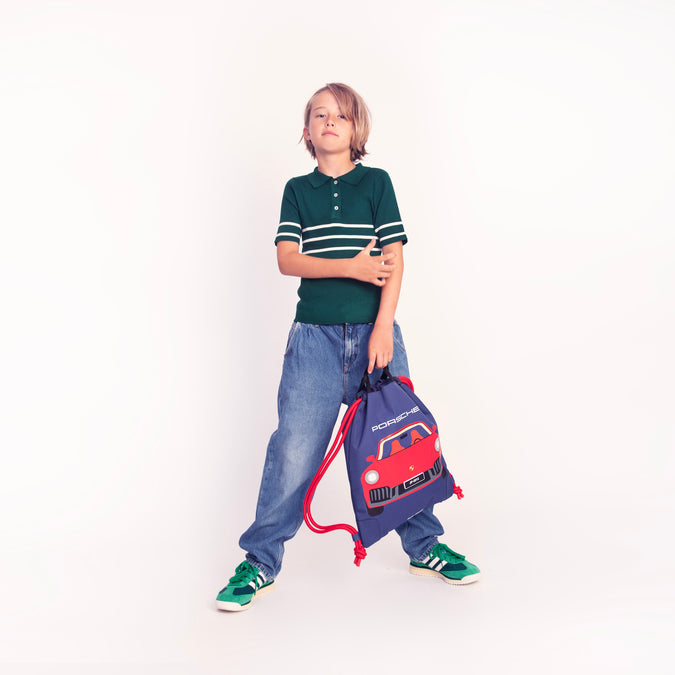 City Bag Porsche by Jeune Premier – blue boys’ gym and swim bag with red Porsche car print