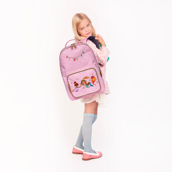 Girl wearing Jeune Premier New Bobbie backpack Mermaids