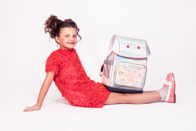 Metallic Ergomaxx Magic Elf ergonomic backpack by Jeune Premier with fairy illustration for girls from first grade