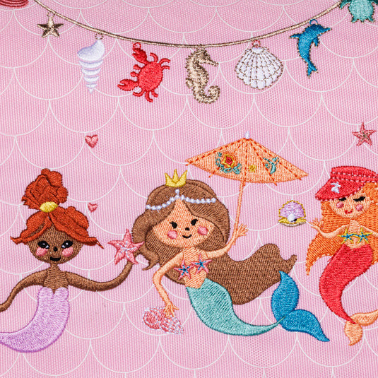 Pink Ergomaxx Mermaids ergonomic backpack by Jeune Premier with mermaid illustrations for girls from first grade