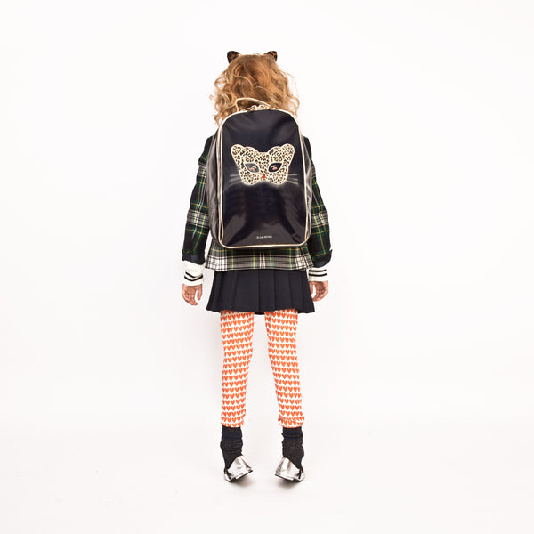 Trendy "James" backpack with handy compartments for school for girls from 8 years old. The Jeune Premier "Love Cats" print is ideal for fashionistas who love laqué & leopard.