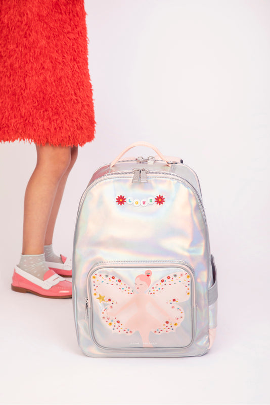 Jeune Premier New Bobbie Magic Elf – ergonomic school backpack for girls aged 6+, pastel pink design, made from recycled materials
