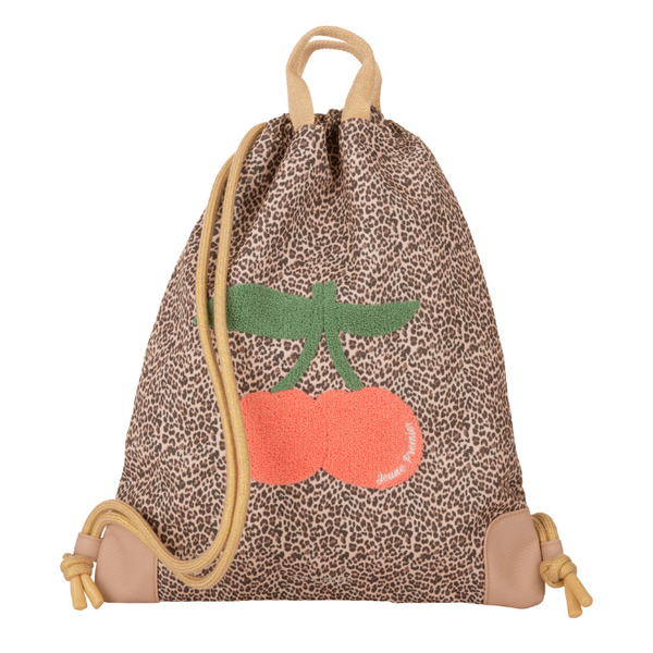 Leopard Cherry City Bag | Pink Animal Print Girls Backpack | Jeune