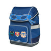 Ergomaxx Supercats ergonomic backpack by Jeune Premier with three masked animal characters on a blue school bag