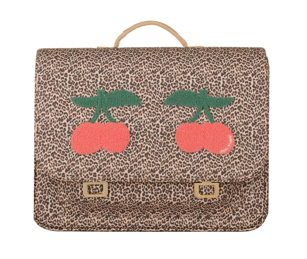 Schultasche Midi - Leopard Cherry