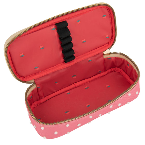 A plain pencil box, varnished with Jeune Premier designs, with a selection of elastic bands on the lid to store your favorite pens. Ice cream and glitter lovers will love the "Croisette Cornette" design.