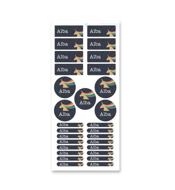 Name Label Set - Unicorn Gold